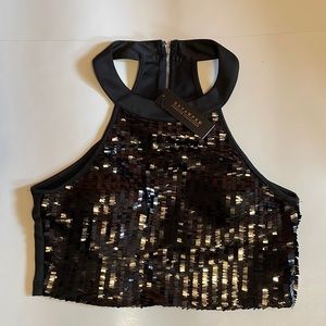 Swing Style Black Sequin Crop Tank Top